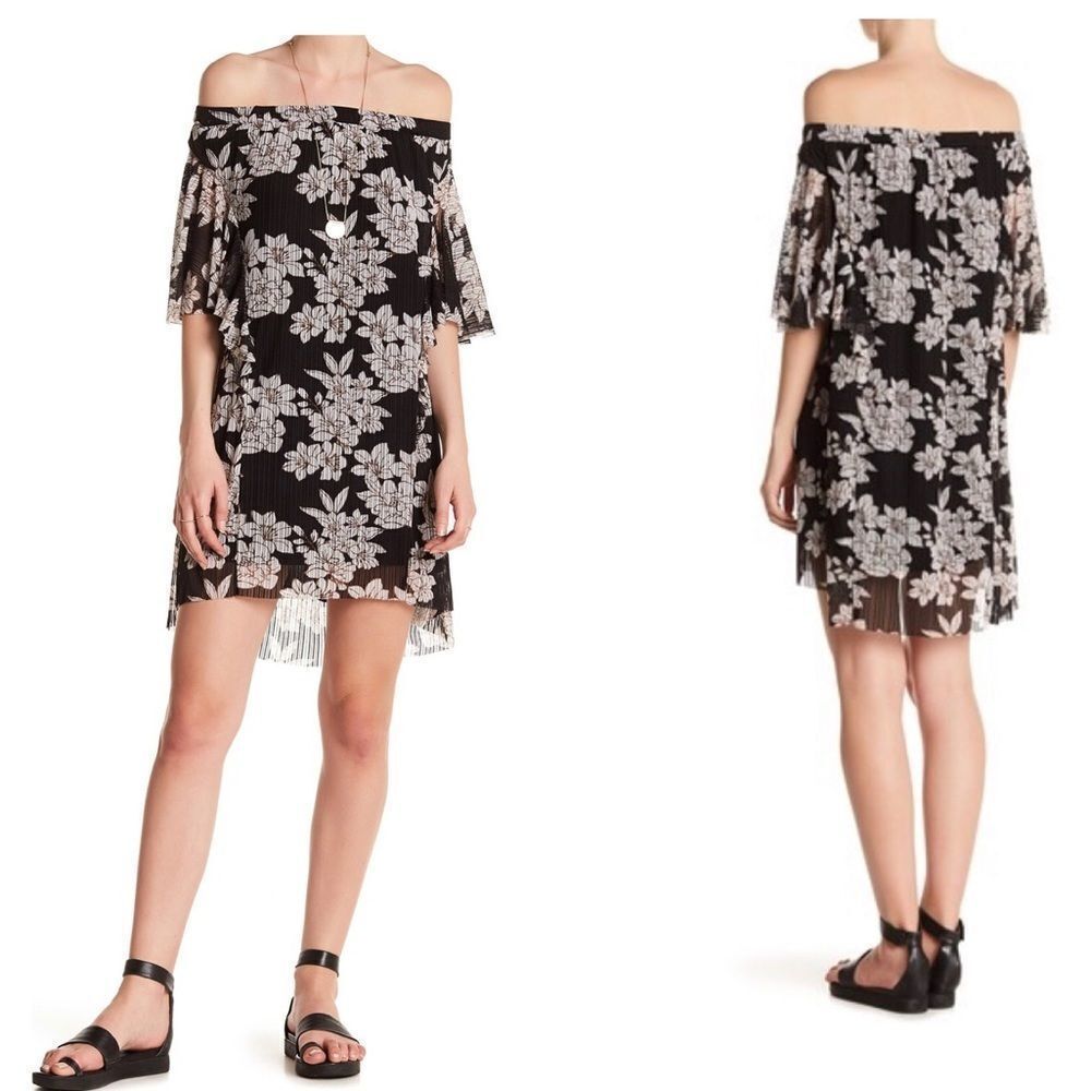 Moon River Floral Print Off-the-Shoulder Dress S
